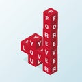 Vertical red block word LOVE YOU FOREVER