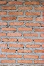 Vertical red brick wall with rustic texture and gray mortar, perfect for architectural and design backgrounds. Royalty Free Stock Photo