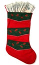 Vertical red and green money sock Royalty Free Stock Photo