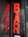 Vertical Red Neon Bar Sign Royalty Free Stock Photo