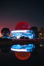 Vertical of the Reflection of the Galileo Galilei Planetary on the lake surface at night in Caba Royalty Free Stock Photo