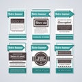 6 vertical retro banners on white background. Useful for advertising or web design.