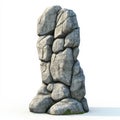 Tall Stack of Grey Rocks, Isolated on White Background Royalty Free Stock Photo