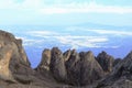Vertical rocks view from summit of Mount Kinabalu, Sabah Malaysia Royalty Free Stock Photo