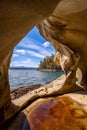 Vertical of a rocky coast at Retreat Cove, Galiano Island, Gulf Islands, BC Canada