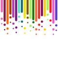 Vertical rounded stripes in Rainbow Colours , lines on white. Dripping flat paint. template for the banner, flyer, poster, cover