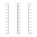 Vertical ruler scale with 10 centimeters markup. Measuring chart templates. Distance, height or length measurement math