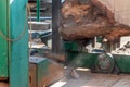 Vertical saw of industrial wood sawing huge log Royalty Free Stock Photo