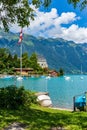 Vertical scenic view of Lake Brienz in Iseltwald village,Switzerland Royalty Free Stock Photo