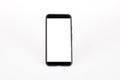 Vertical screen phone cell with white empty mockup smartphone screen ready for app advertising mock up Royalty Free Stock Photo