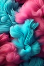 Vertical seamless abstract background of pink and turquoise fur. Airy texture with bokeh effect. Close up Royalty Free Stock Photo