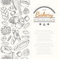 Vertical seamless background with various bakery products