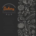 Vertical seamless background with various bakery products