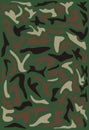 Vertical seamless banner. Classic clothing style masking camo repeat print. Green brown black olive colors forest texture