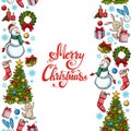 Vertical seamless borders with Christmas icons Royalty Free Stock Photo