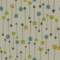 Vertical seamless patten with doodle arrows. Royalty Free Stock Photo
