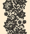 Vertical Seamless Pattern. Black Lace.