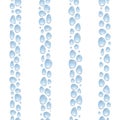 Vertical seamless water drops stripes, lines on steamy surface, background with blue water spots, vector wallpaper Royalty Free Stock Photo