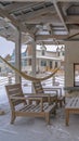 Vertical Seating on the snowy patio of a clubhouse in Utah