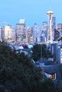 Vertical Seattle, Washington city center at dusk