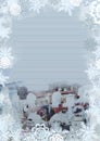A4 vertical sheet of decorative vintage paper. Little chefs in a magical Christmas kitchen