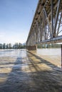 Vertical shot of the Agassiz Bridge over the Fraser River Royalty Free Stock Photo