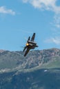 Vertical shot of an air force F-35 from a demonstration team performing aerobatics at Hill AFB