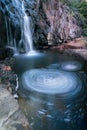 Vertical shot of alpine creek falling near Lake Tahoe California