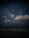 Vertical shot of amazing Milky Way over Holden Beach, North Carolina