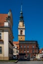 Vertical shot of an ancient church tower in Poland