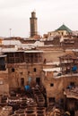 Vertical shot of the ancient medieval Chouara Tannery in the Fez city, Morocco Royalty Free Stock Photo