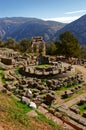 Vertical shot of an ancient monument in Delphi, Greece