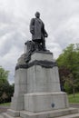 Vertical shot of Andrew Carnegie's statue