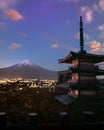 Vertical shot of the Arakurayama Sengen Park in Fujiyoshida, Japan Royalty Free Stock Photo