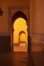 Vertical shot of the arches in Mausoleum of Moulay Ismail interior in Meknes in Morocco Royalty Free Stock Photo