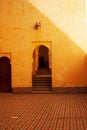 Vertical shot of the arches in Mausoleum of Moulay Ismail interior in Meknes in Morocco Royalty Free Stock Photo