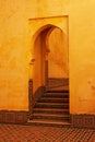 Vertical shot of the arches in Mausoleum of Moulay Ismail interior in Meknes in Morocco Royalty Free Stock Photo