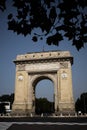 Vertical shot of the Arcul de Triumf triumphal arch on the Kiseleff Road in Bucharest, Romania. Royalty Free Stock Photo