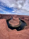 Vertical shot of the Arizona meander Horseshoe Bend of the Colorado River in Grand Canyon Royalty Free Stock Photo