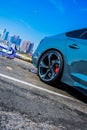 Vertical shot of the Audi wheel in Downtown Los Angeles