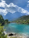 Vertical shot of the Baishui river at Jade Dragon snow Mountain in the Lijiang old town,China Royalty Free Stock Photo