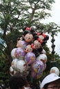Vertical shot of balloons taken in Hong Kong`s Disneyland Royalty Free Stock Photo