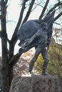 Vertical shot of the Bear Flag Monument at the Sonoma Plaza in Sonoma, California