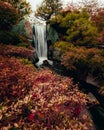 Vertical shot of a beautiful autumn landscape in St. Louis botanical gardens Royalty Free Stock Photo