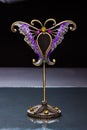 Vertical shot of a beautiful butterfly shaped table centrepiece with precious stones