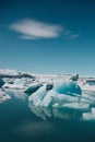 Vertical shot of beautiful icebergs on the ocean captured in Iceland