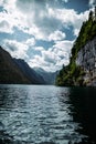 Vertical shot of the beautiful Lake Konigsee, National park Berchtesgaden, Germany