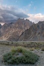 Vertical shot of the beautiful Passu Glacier under a cloudy sky, Pakistan Royalty Free Stock Photo