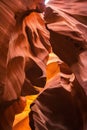 Vertical shot of beautiful rock formations in Antelope Canyon. Arizona, USA. Royalty Free Stock Photo