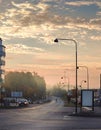 Vertical shot of a beautiful sunset sky over a road in Stockholm, Sweden Royalty Free Stock Photo